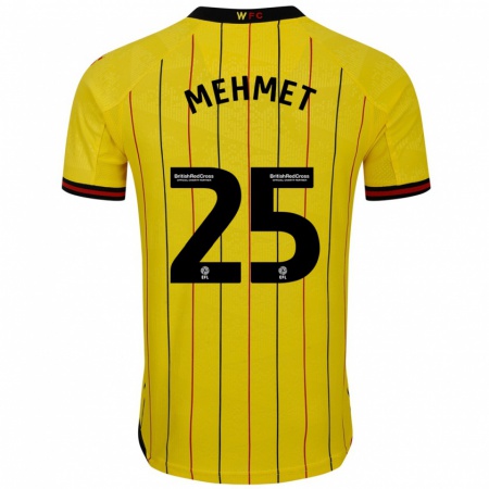 Kandiny Gyermek Melis Mehmet #25 Sárga Fekete Hazai Jersey 2024/25 Mez Póló Ing