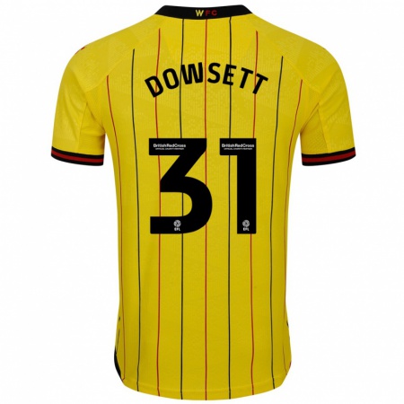 Kandiny Gyermek Rebekah Dowsett #31 Sárga Fekete Hazai Jersey 2024/25 Mez Póló Ing