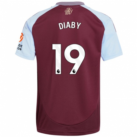 Kandiny Gyermek Moussa Diaby #19 Bordó Égszínkék Hazai Jersey 2024/25 Mez Póló Ing