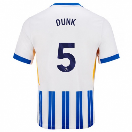 Kandiny Gyermek Lewis Dunk #5 Fehér Kék Csíkos Hazai Jersey 2024/25 Mez Póló Ing