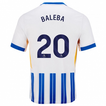 Kandiny Gyermek Carlos Baleba #20 Fehér Kék Csíkos Hazai Jersey 2024/25 Mez Póló Ing