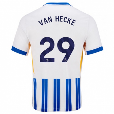 Kandiny Gyermek Jan Paul Van Hecke #29 Fehér Kék Csíkos Hazai Jersey 2024/25 Mez Póló Ing