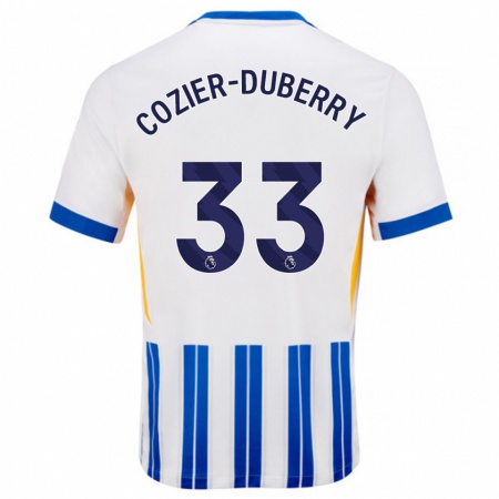 Kandiny Gyermek Amario Cozier-Duberry #33 Fehér Kék Csíkos Hazai Jersey 2024/25 Mez Póló Ing