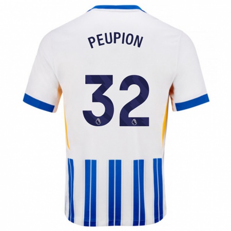 Kandiny Gyermek Cameron Peupion #32 Fehér Kék Csíkos Hazai Jersey 2024/25 Mez Póló Ing