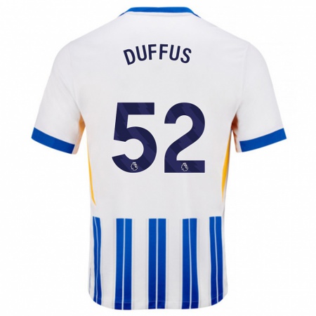 Kandiny Gyermek Josh Duffus #52 Fehér Kék Csíkos Hazai Jersey 2024/25 Mez Póló Ing