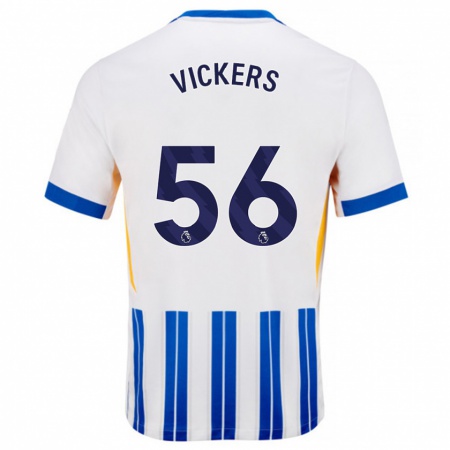 Kandiny Gyermek Caylan Vickers #56 Fehér Kék Csíkos Hazai Jersey 2024/25 Mez Póló Ing