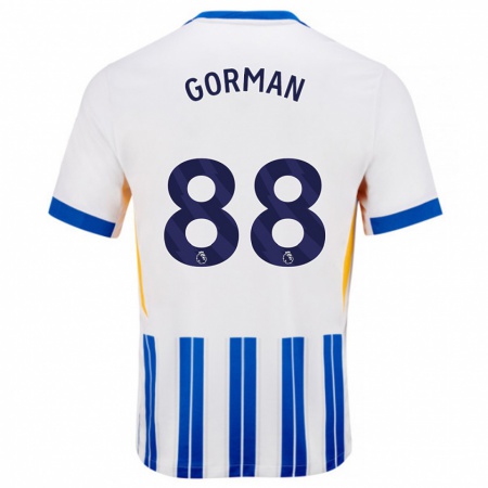 Kandiny Gyermek Ronnie Gorman #88 Fehér Kék Csíkos Hazai Jersey 2024/25 Mez Póló Ing