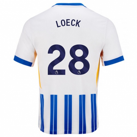 Kandiny Gyermek Melina Loeck #28 Fehér Kék Csíkos Hazai Jersey 2024/25 Mez Póló Ing