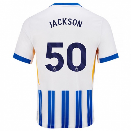 Kandiny Gyermek Ben Jackson #50 Fehér Kék Csíkos Hazai Jersey 2024/25 Mez Póló Ing