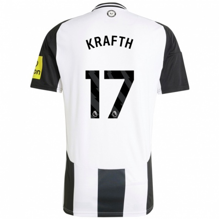 Kandiny Gyermek Emil Krafth #17 Fehér Fekete Hazai Jersey 2024/25 Mez Póló Ing