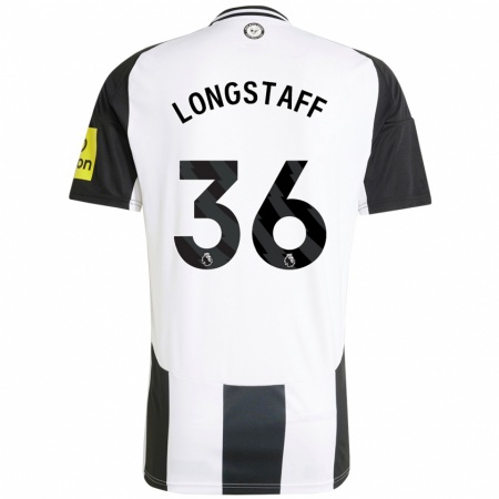 Kandiny Gyermek Sean Longstaff #36 Fehér Fekete Hazai Jersey 2024/25 Mez Póló Ing