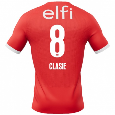 Kandiny Gyermek Jordy Clasie #8 Piros Fehér Hazai Jersey 2024/25 Mez Póló Ing