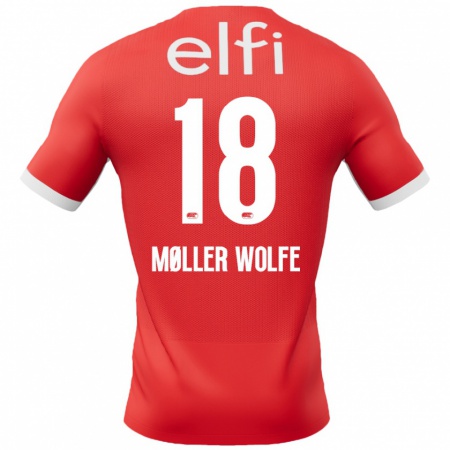 Kandiny Gyermek David Møller Wolfe #18 Piros Fehér Hazai Jersey 2024/25 Mez Póló Ing