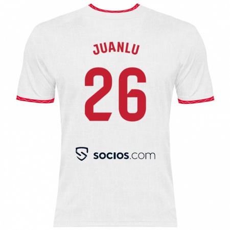 Kandiny Gyermek Juanlu Sánchez #26 Fehér Piros Hazai Jersey 2024/25 Mez Póló Ing