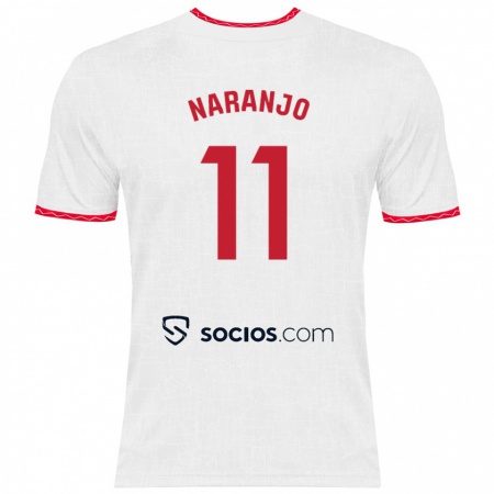 Kandiny Gyermek Mario Naranjo #11 Fehér Piros Hazai Jersey 2024/25 Mez Póló Ing