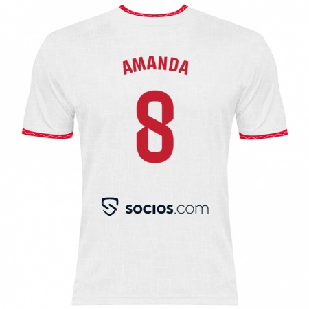 Kandiny Gyermek Amanda Sampedro Bustos #8 Fehér Piros Hazai Jersey 2024/25 Mez Póló Ing