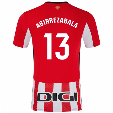 Kandiny Gyermek Julen Agirrezabala #13 Piros Fehér Hazai Jersey 2024/25 Mez Póló Ing