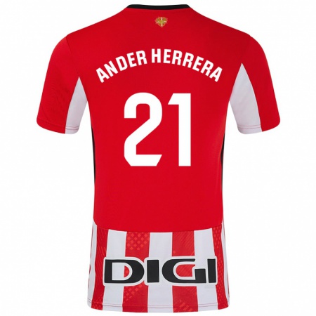 Kandiny Gyermek Ander Herrera #21 Piros Fehér Hazai Jersey 2024/25 Mez Póló Ing