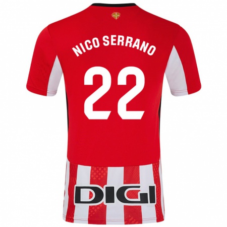 Kandiny Gyermek Nico Serrano #22 Piros Fehér Hazai Jersey 2024/25 Mez Póló Ing