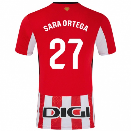 Kandiny Gyermek Sara Ortega Ruiz #27 Piros Fehér Hazai Jersey 2024/25 Mez Póló Ing