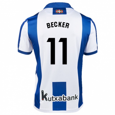 Kandiny Gyermek Sheraldo Becker #11 Fehér Kék Hazai Jersey 2024/25 Mez Póló Ing