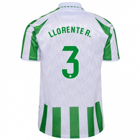 Kandiny Gyermek Diego Llorente #3 Zöld Fehér Csíkok Hazai Jersey 2024/25 Mez Póló Ing