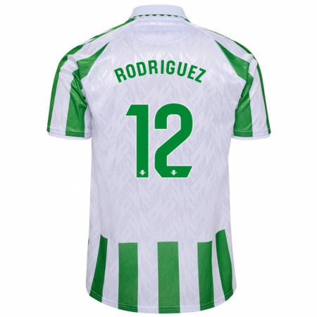 Kandiny Gyermek Ricardo Rodríguez #12 Zöld Fehér Csíkok Hazai Jersey 2024/25 Mez Póló Ing