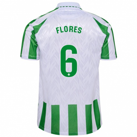 Kandiny Gyermek Mateo Flores #6 Zöld Fehér Csíkok Hazai Jersey 2024/25 Mez Póló Ing