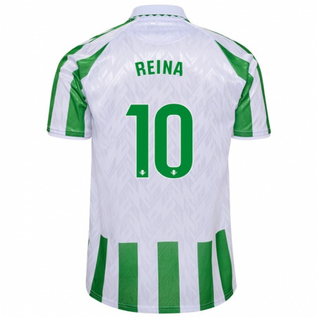 Kandiny Gyermek Carlos Reina #10 Zöld Fehér Csíkok Hazai Jersey 2024/25 Mez Póló Ing