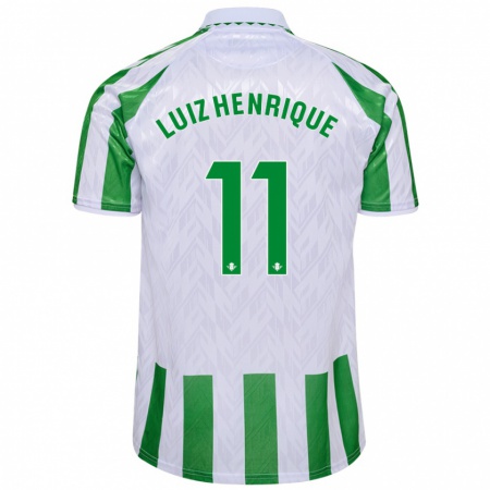 Kandiny Gyermek Luiz Henrique #11 Zöld Fehér Csíkok Hazai Jersey 2024/25 Mez Póló Ing