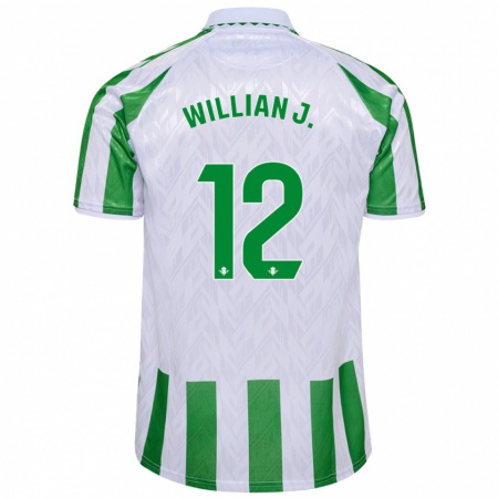 Kandiny Gyermek Willian José #12 Zöld Fehér Csíkok Hazai Jersey 2024/25 Mez Póló Ing