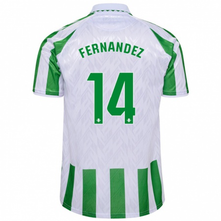 Kandiny Gyermek Quique Fernández #14 Zöld Fehér Csíkok Hazai Jersey 2024/25 Mez Póló Ing