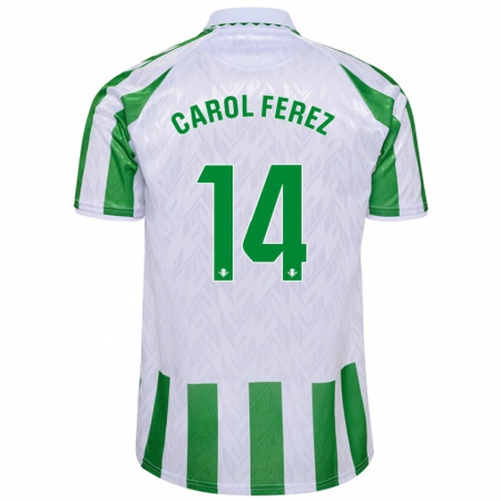 Kandiny Gyermek Carolina Férez Méndez #14 Zöld Fehér Csíkok Hazai Jersey 2024/25 Mez Póló Ing