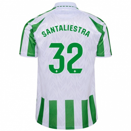 Kandiny Gyermek Carla Santaliestra #32 Zöld Fehér Csíkok Hazai Jersey 2024/25 Mez Póló Ing