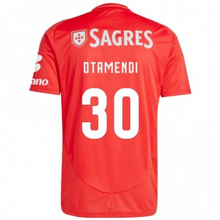 Kandiny Gyermek Nicolás Otamendi #30 Piros Fehér Hazai Jersey 2024/25 Mez Póló Ing