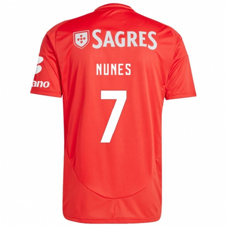 Kandiny Gyermek Bernardo Nunes #7 Piros Fehér Hazai Jersey 2024/25 Mez Póló Ing