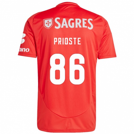 Kandiny Gyermek Diogo Prioste #86 Piros Fehér Hazai Jersey 2024/25 Mez Póló Ing