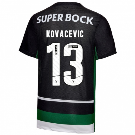 Kandiny Gyermek Vladan Kovacevic #13 Fekete Fehér Zöld Hazai Jersey 2024/25 Mez Póló Ing