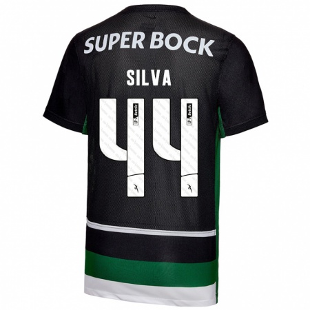 Kandiny Gyermek Pedro Silva #44 Fekete Fehér Zöld Hazai Jersey 2024/25 Mez Póló Ing