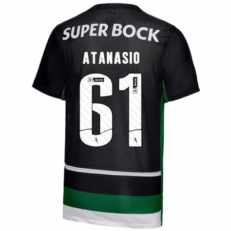 Kandiny Gyermek Atanásio #61 Fekete Fehér Zöld Hazai Jersey 2024/25 Mez Póló Ing