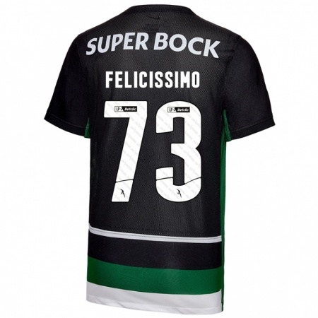 Kandiny Gyermek Eduardo Felicíssimo #73 Fekete Fehér Zöld Hazai Jersey 2024/25 Mez Póló Ing