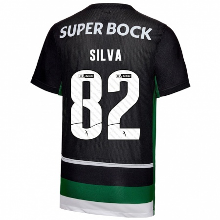 Kandiny Gyermek Gabriel Silva #82 Fekete Fehér Zöld Hazai Jersey 2024/25 Mez Póló Ing