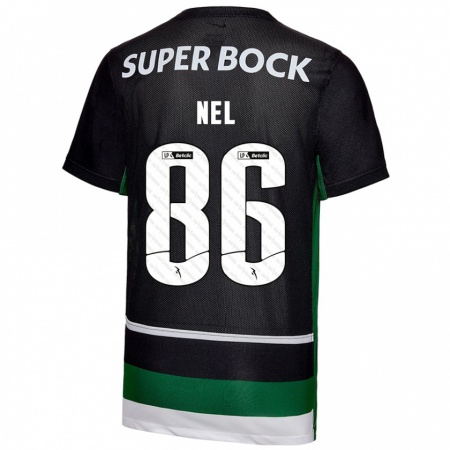 Kandiny Gyermek Rafael Nel #86 Fekete Fehér Zöld Hazai Jersey 2024/25 Mez Póló Ing