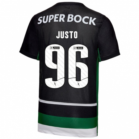 Kandiny Gyermek Samuel Justo #96 Fekete Fehér Zöld Hazai Jersey 2024/25 Mez Póló Ing