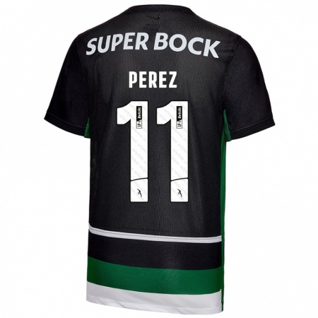 Kandiny Gyermek Brenda Pérez #11 Fekete Fehér Zöld Hazai Jersey 2024/25 Mez Póló Ing