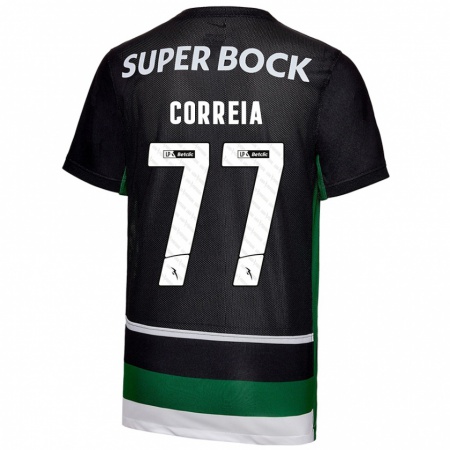 Kandiny Gyermek Alícia Correia #77 Fekete Fehér Zöld Hazai Jersey 2024/25 Mez Póló Ing