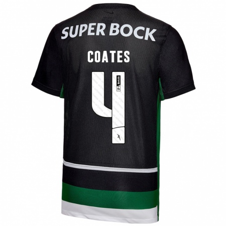 Kandiny Gyermek Sebastián Coates #4 Fekete Fehér Zöld Hazai Jersey 2024/25 Mez Póló Ing