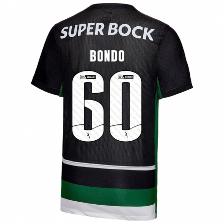 Kandiny Gyermek Pedro Bondo #60 Fekete Fehér Zöld Hazai Jersey 2024/25 Mez Póló Ing