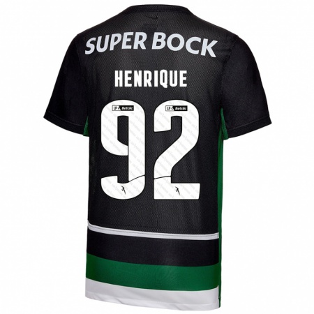 Kandiny Gyermek Eduardo Henrique #92 Fekete Fehér Zöld Hazai Jersey 2024/25 Mez Póló Ing