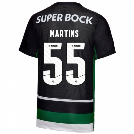 Kandiny Gyermek Carolina Martins #55 Fekete Fehér Zöld Hazai Jersey 2024/25 Mez Póló Ing